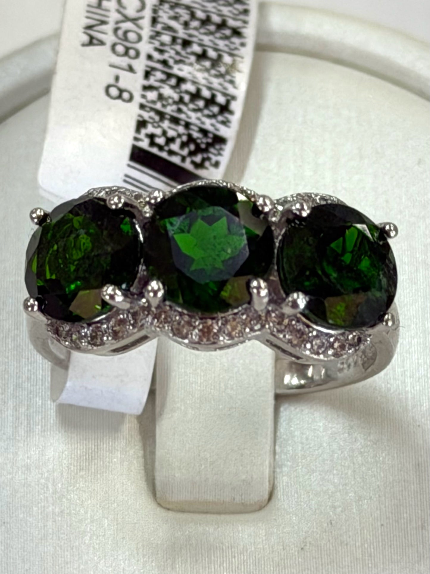 Sterling Silver Chrome Diopside Ring New Size 8 JTV