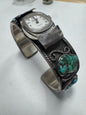 Vintage Sterling Silver Cuff Turquoise Watch Bulova Accutron New Battery