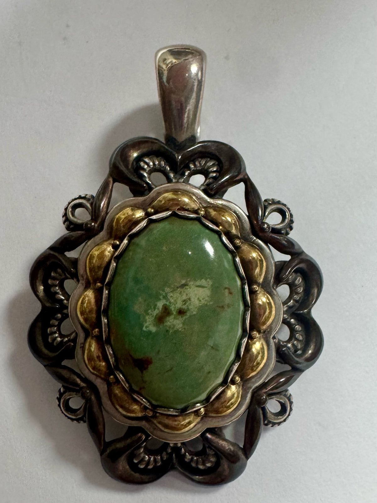 Carolyn Pollack Pendant Enhancer Green Turquoise Sterling Silver Copper Brass