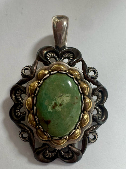 Carolyn Pollack Pendant Enhancer Green Turquoise Sterling Silver Copper Brass