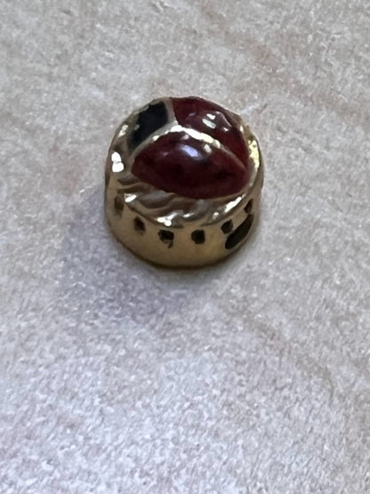 14k Yellow Gold Slide Charm Red Enamel Ladybug Klein KLJCI .36" 1.7 Grams