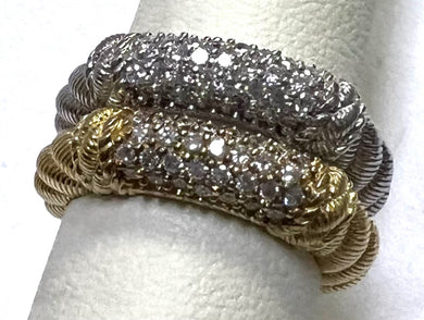 2 Lot Judith Ripka Size 6.25 Sterling Silver Pave CZ Band Rings