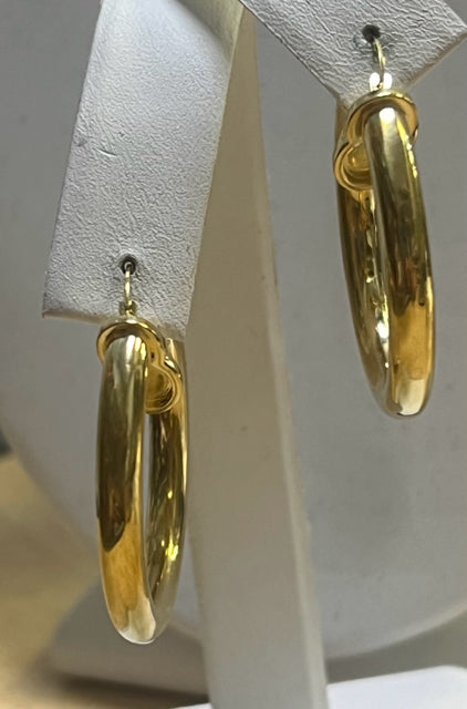 14k Yellow Gold Resin Filled Hoop Round .15" Wide 1" Earrings 2.7g SLC