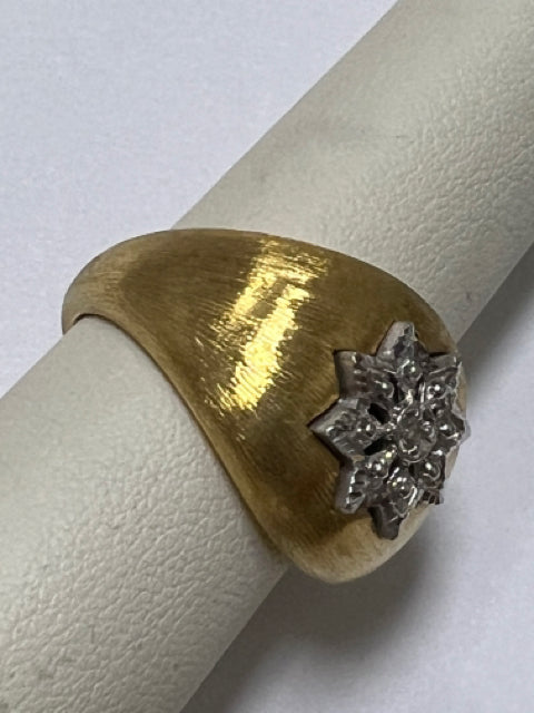 14k Yellow Gold Resin Filled Diamond Dome  Ring FP Size 9.5 Brush Gold Finish