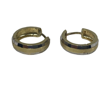 14K Huggie Earrings 2 Tone