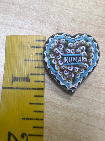 Mosaic Heart Shaped Roma Vintage Brooch C Clasp 1" x 1"