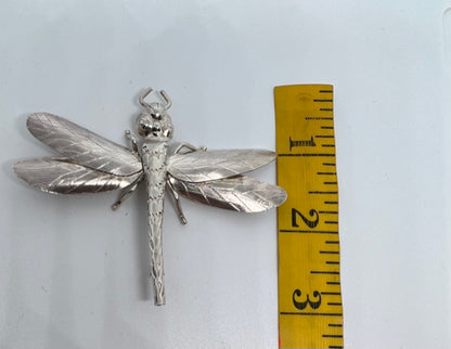 Solid 925 Sterling Silver Pin Brooch 2.75" x 3.25" Dragonfly 18g