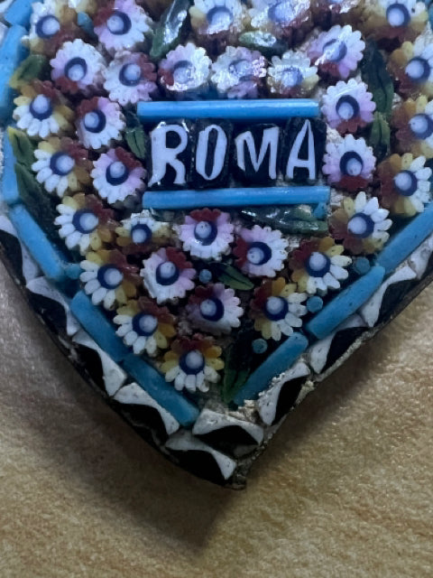 Mosaic Heart Shaped Roma Vintage Brooch C Clasp 1" x 1"