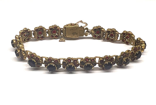 Gold Filled 7" Bracelet Bohemian Red Garnet Antique Victorian