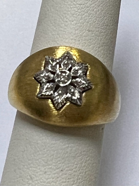 14k Yellow Gold Resin Filled Diamond Dome  Ring FP Size 9.5 Brush Gold Finish