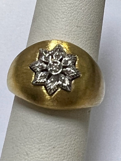 14k Yellow Gold Resin Filled Diamond Dome  Ring FP Size 9.5 Brush Gold Finish