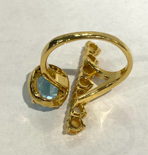 Load image into Gallery viewer, Rarities Carol Brodie Gold Vermeil Blue Topaz, Ethiopian Opal, White Zircon Ring