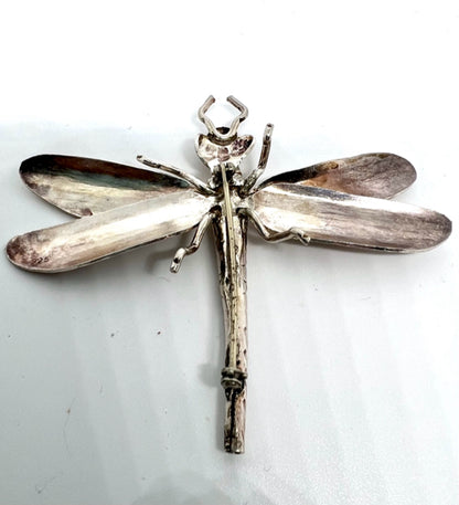 Solid 925 Sterling Silver Pin Brooch 2.75" x 3.25" Dragonfly 18g