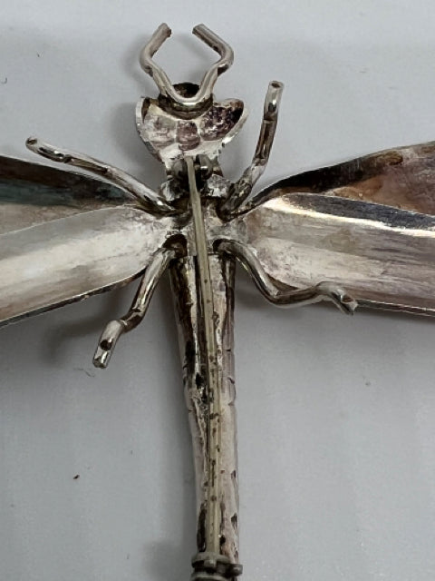 Solid 925 Sterling Silver Pin Brooch 2.75" x 3.25" Dragonfly 18g