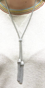 Judith Ripka 925 Sterling Silver Tassel 36" Necklace Diamonique Verona Lariat