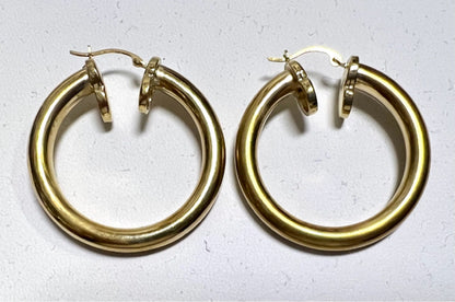 14k Yellow Gold Resin Filled Hoop Round .15" Wide 1" Earrings 2.7g SLC