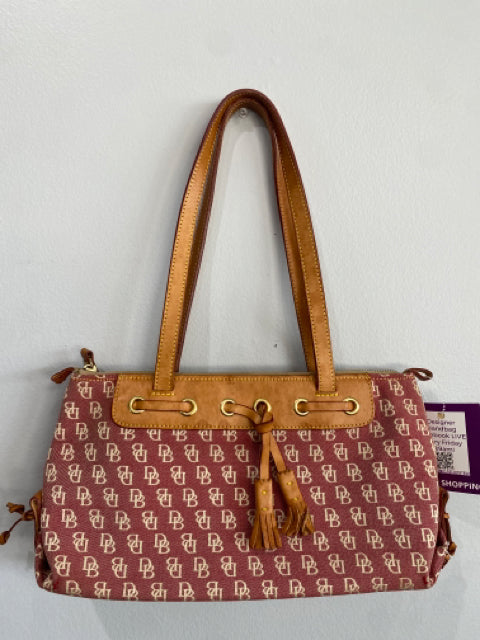 Vintage Dooney & Bourke Red Canvas and Leather Tote Bag 
