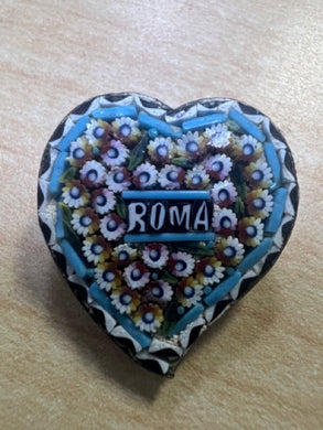 Mosaic Heart Shaped Roma Vintage Brooch C Clasp 1