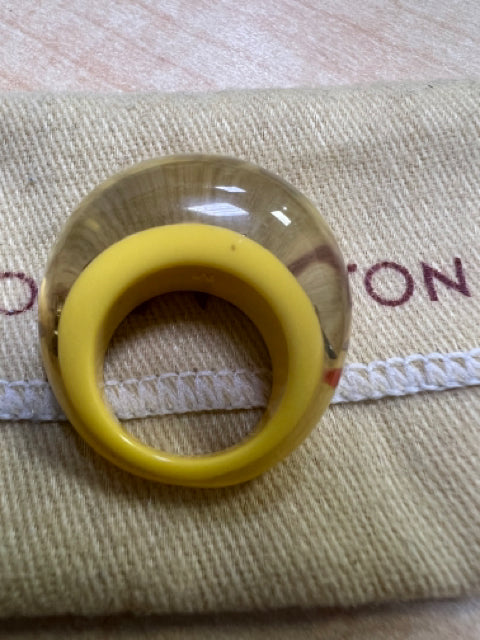 Louis Vuitton Inclusion Fashion Resin Clear Logo Ring Size 6.5 w