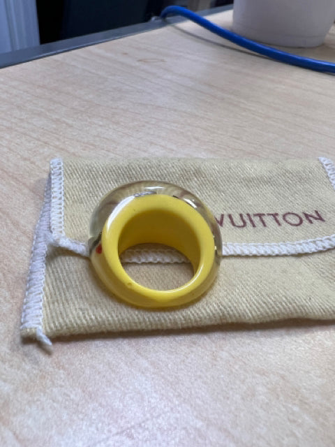 Auth Louis Vuitton Monogram Inclusion Ring Pink Beige Size6.5