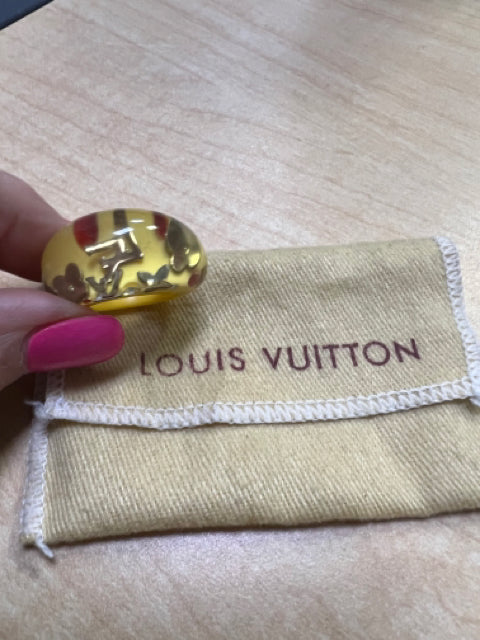 Louis Vuitton Inclusion Fashion Resin Clear Logo Ring Size 6.5 w
