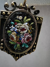 Load image into Gallery viewer, 14k Yellow Gold  Mosaic Victorian Era Floral Earrings Pietra Dura 1.05&quot; x .52&quot;