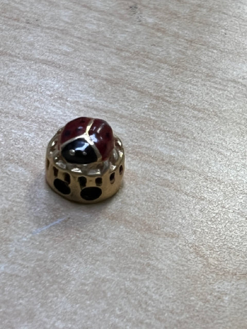 14k Yellow Gold Slide Charm Red Enamel Ladybug Klein KLJCI .36" 1.7 Grams