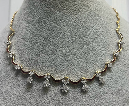 14k Yellow Gold Scalloped 1.50 ct tw Diamond 17" Necklace