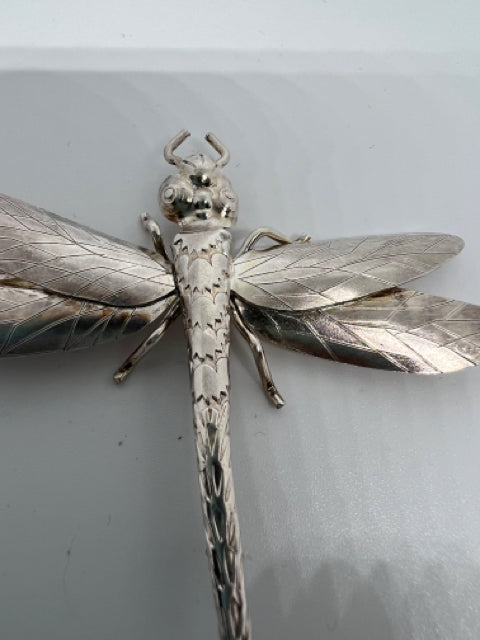 Solid 925 Sterling Silver Pin Brooch 2.75" x 3.25" Dragonfly 18g