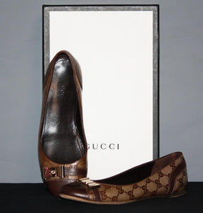 Shoe Size 6.5 Gucci Tess Brown Monogram Women's Boutique Shoes