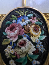 Load image into Gallery viewer, 14k Yellow Gold  Mosaic Victorian Era Floral Pendant Pietra Dura 1.3&quot; x .70&quot;