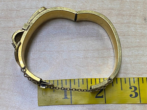 Victorian Gold Filled Black Enamel Belt Buckle Bangle Orante Bracelet