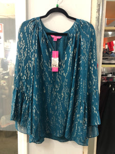 Teal Lilly Pulitzer BOUTIQUE NEW Long Sleeve Shirt Women's