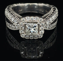 Load image into Gallery viewer, 14kw 1.75 cttw Diamond Ring 1 ct Center .75 cttw Side Diams SI2 Clarity
