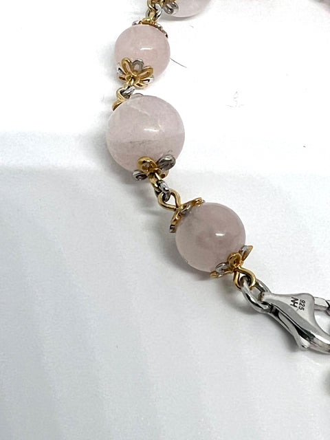 Michael Valitutti Gems En Vogue Pink Bead Rose Quartz Tassel Bracelet 8" - 8.5"