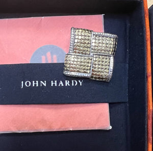 John Hardy 18k Gold & 925 Sterling Silver Dot Brooch Pin Square 1.20"