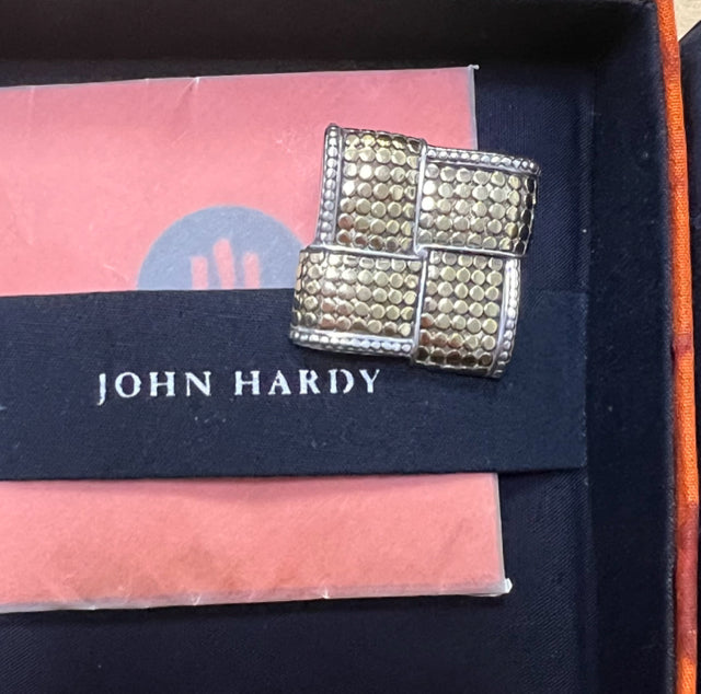 John Hardy 18k Gold & 925 Sterling Silver Dot Brooch Pin Square 1.20