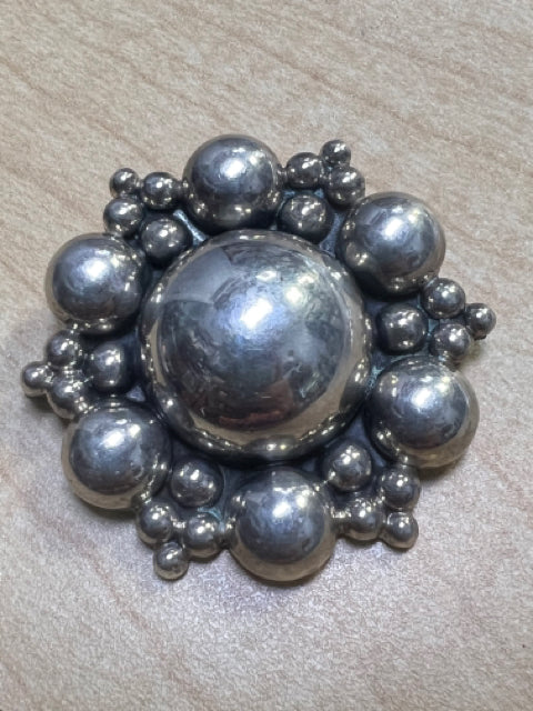 Vintage Carsi Sterling Silver 1.75" Brooch TC-57 Pin Bubbles Design Pin