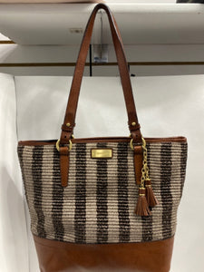 Designer Brown Striped Brahmin Handbag