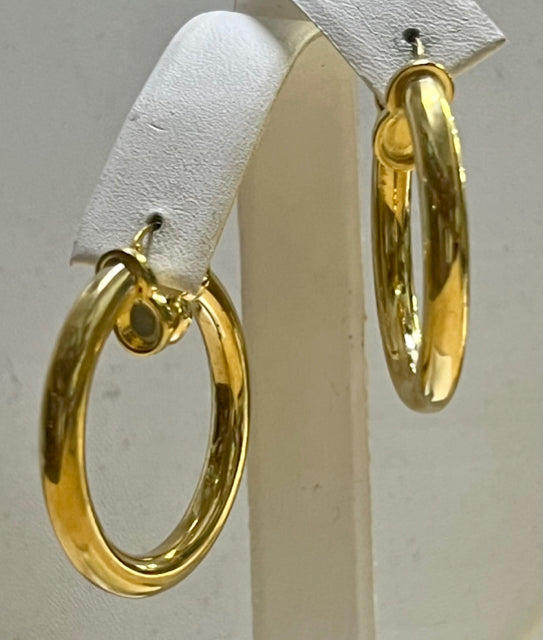 14k Yellow Gold Resin Filled Hoop Round .15" Wide 1" Earrings 2.7g SLC