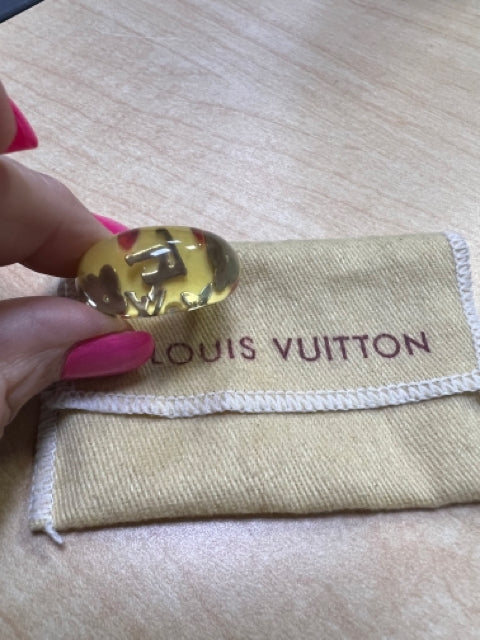 Louis Vuitton Black Resin Monogram Inclusion Ring Size 6.5 - Yoogi's Closet