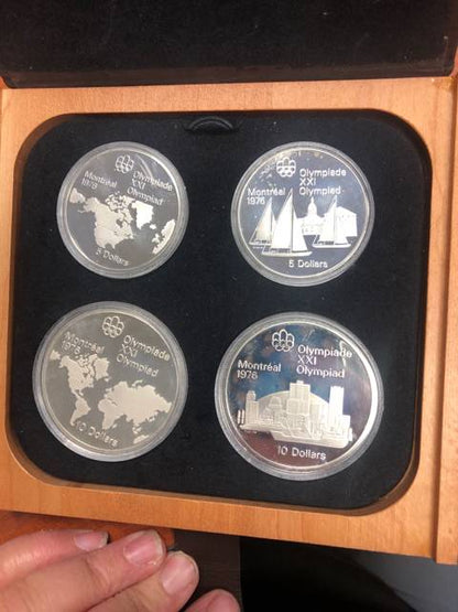 MONTREAL CANADA 1976 OLYMPICS PROOF COIN SET 4 SILVER COINS SERIES I COA