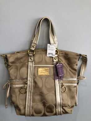 Designer Gold Print Coach Handbag