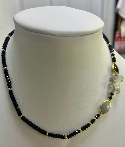 Michael Valitutti Gems En Vogue Black Beaded 17" Toggle Side Necklace