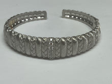 Load image into Gallery viewer, Judith Ripka 925 Sterling Silver Diamonique Cuff Hinged Bangle Bracelet