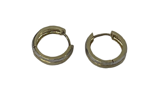 14K Huggie Earrings 2 Tone