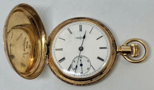 Solid 14k Yellow Gold 1887 Elgin Pocket Watch 6s 11j Grade 94 Running