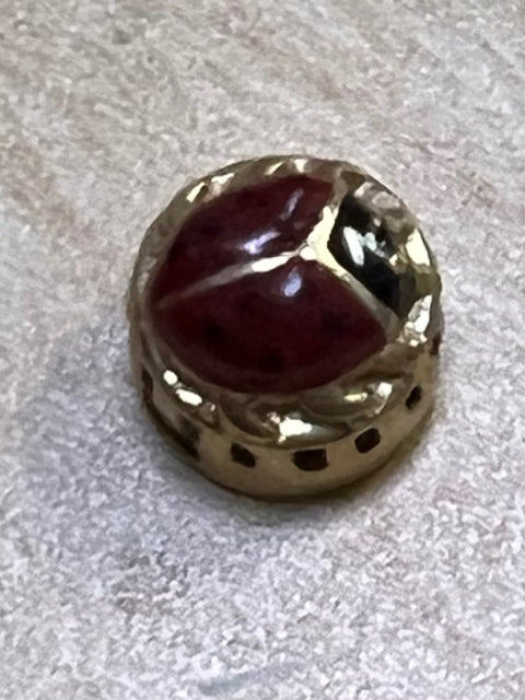 14k Yellow Gold Slide Charm Red Enamel Ladybug Klein KLJCI .36" 1.7 Grams