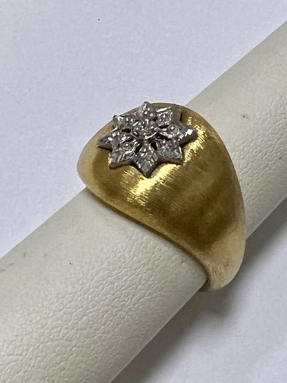 14k Yellow Gold Resin Filled Diamond Dome  Ring FP Size 9.5 Brush Gold Finish