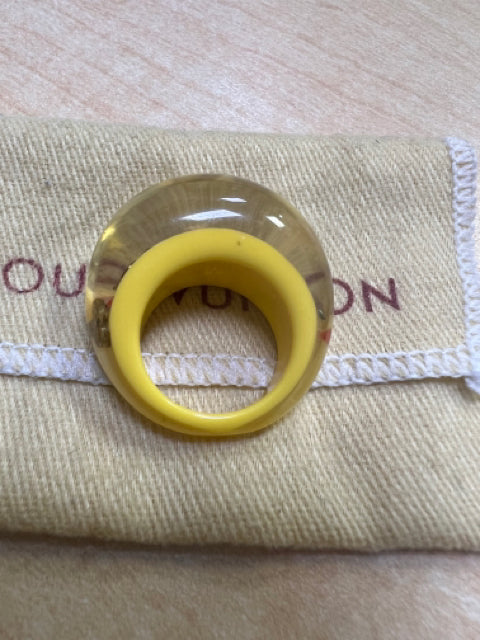 Louis Vuitton Black Resin Gold Tone Monogram Inclusion Ring Size 56 Louis  Vuitton